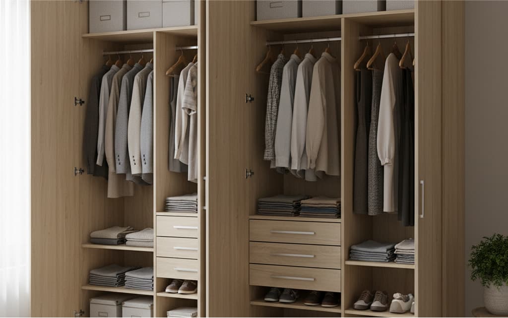 Closet empotrado que aprovecha el espacio existente
