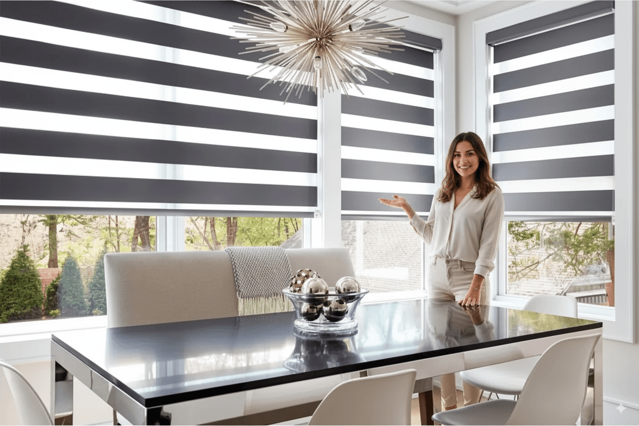 Sala con unas persinas muy elegantes