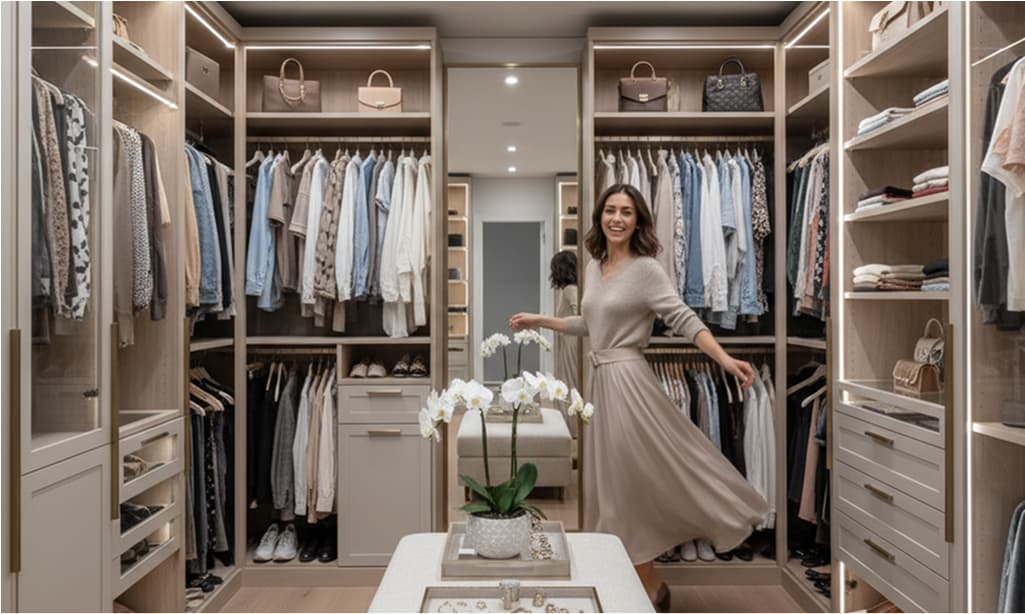 Vestidor moderno con persianas
