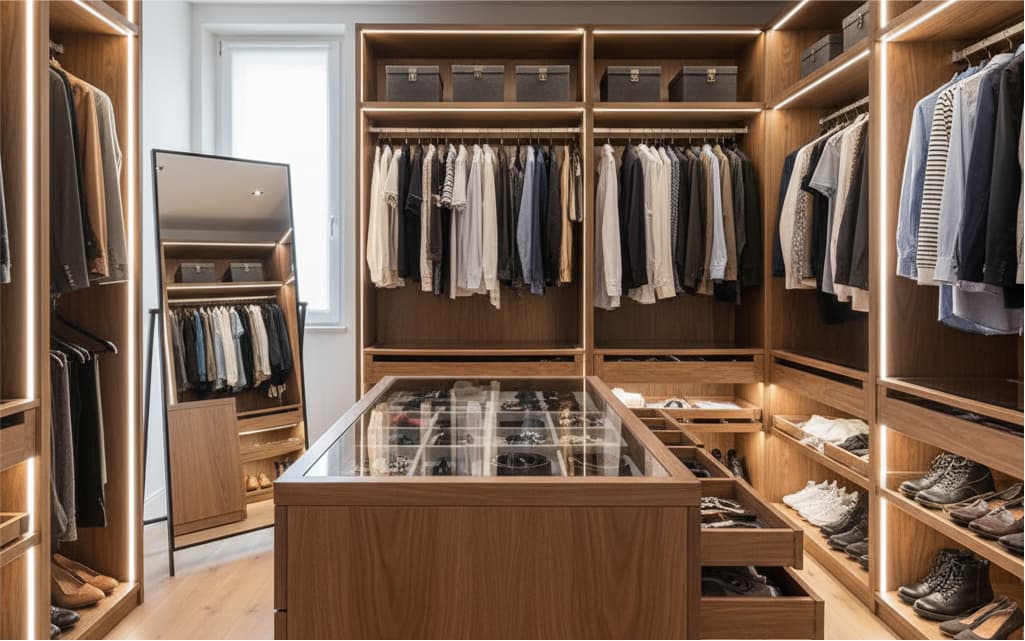 Walk-in closet amplio con distribución inteligente